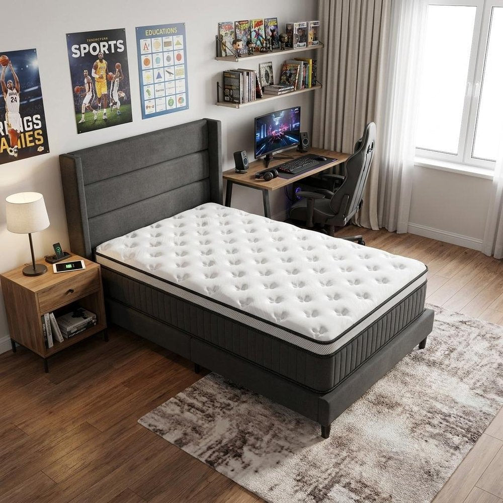 14" Twin Memory Foam Medium Euro Top Hybrid Mattress