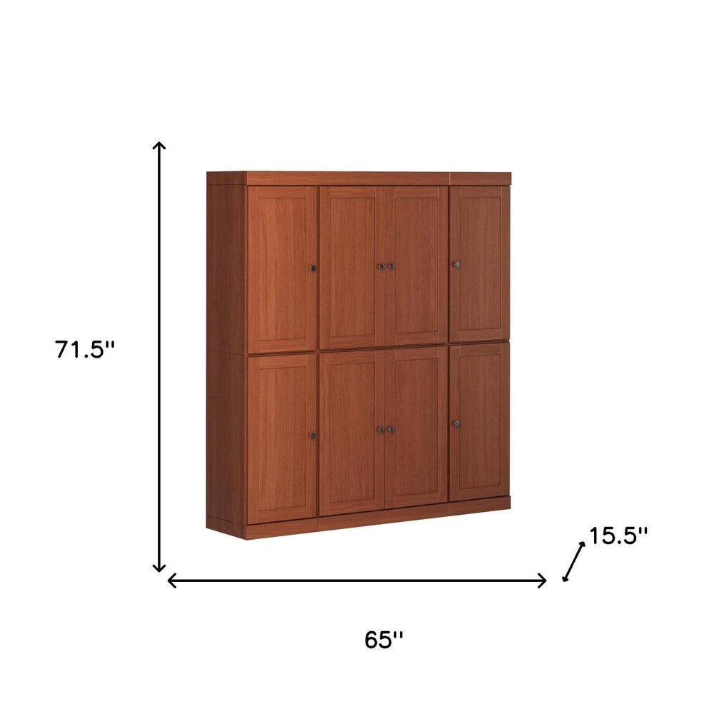 72" Coffee Solid Wood 8 Two Drawer Pantry Or Storage Closet