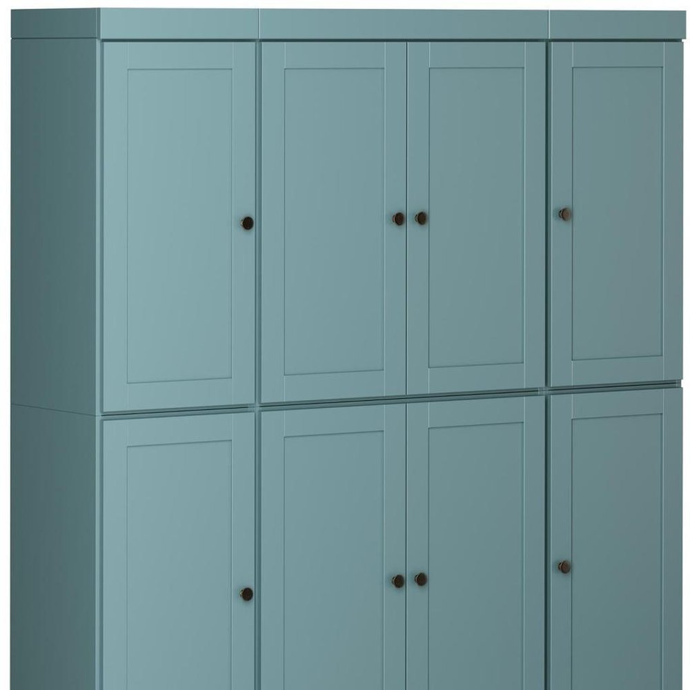 72" Aqua Solid Wood 8 Two Drawer Pantry Or Storage Closet