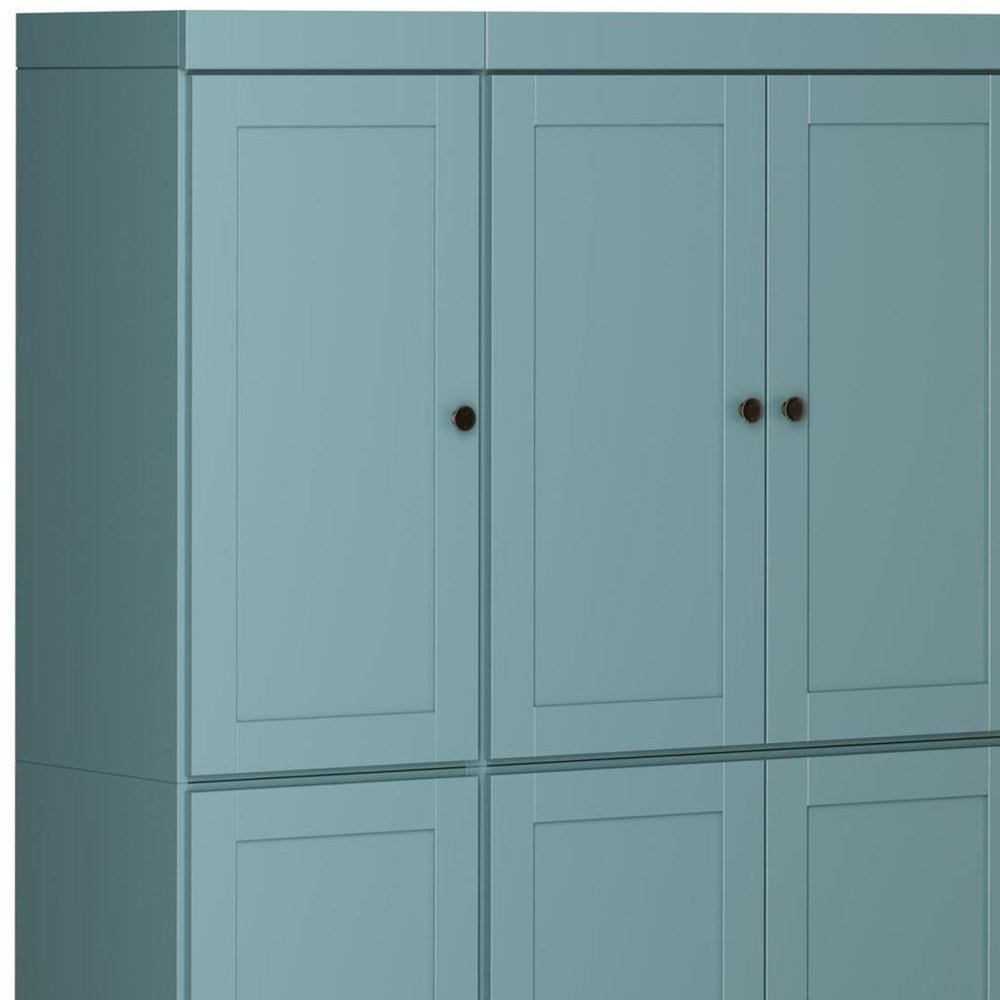 72" Green Solid Wood 8 Two Drawer Pantry Or Storage Closet