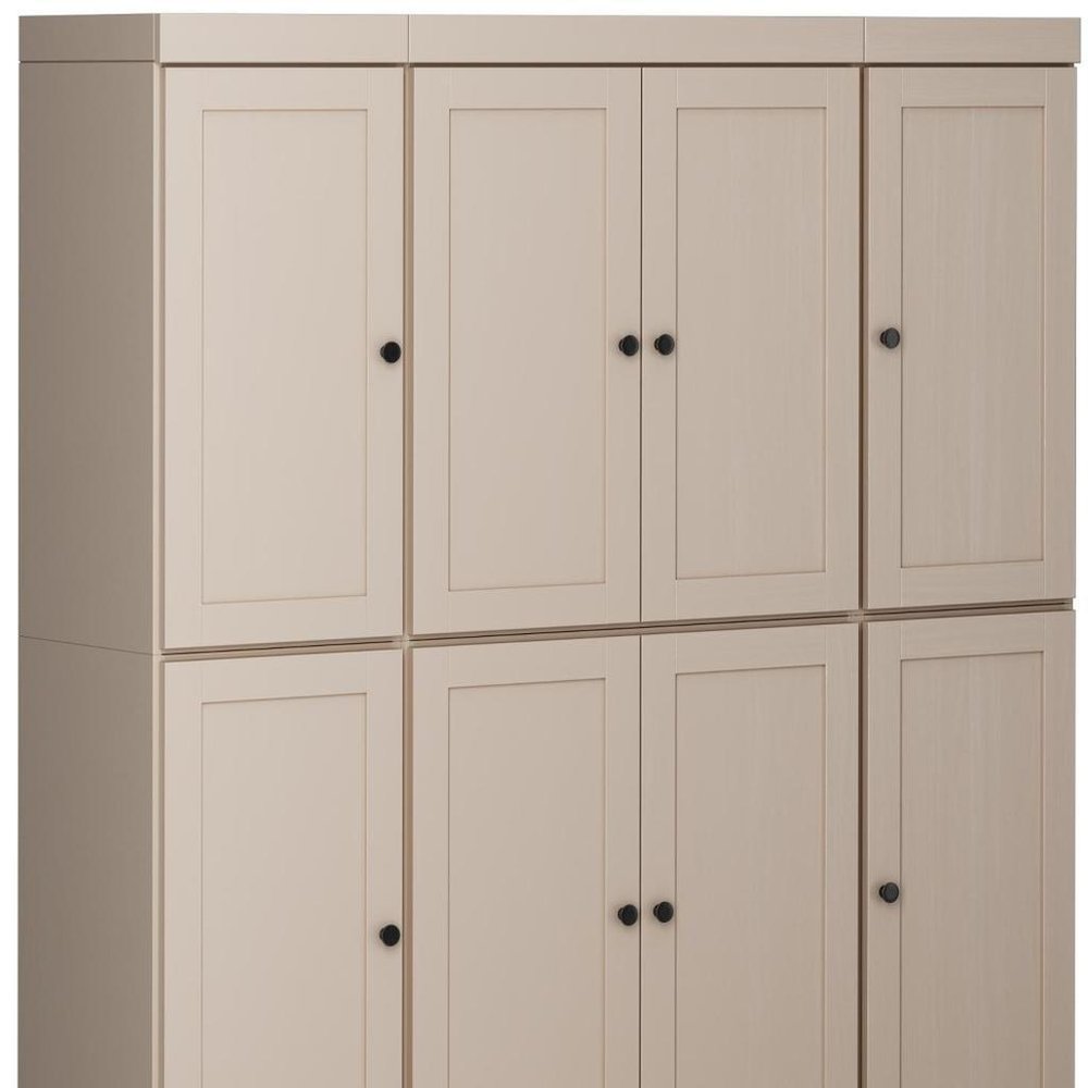 72" Beige Solid Wood 8 Two Drawer Pantry Or Storage Closet