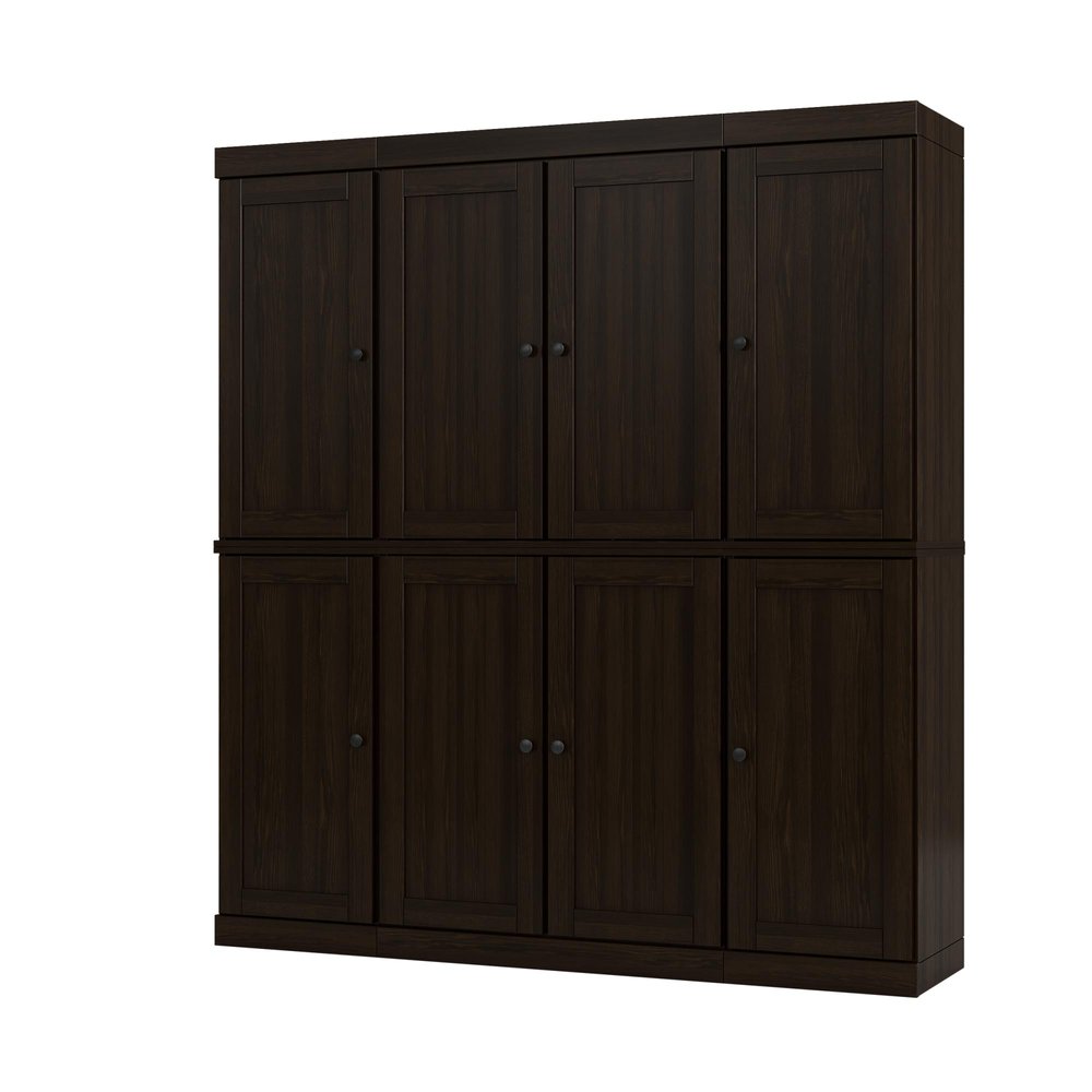 72" Espresso Solid Wood 8 Two Drawer Pantry Or Storage Closet