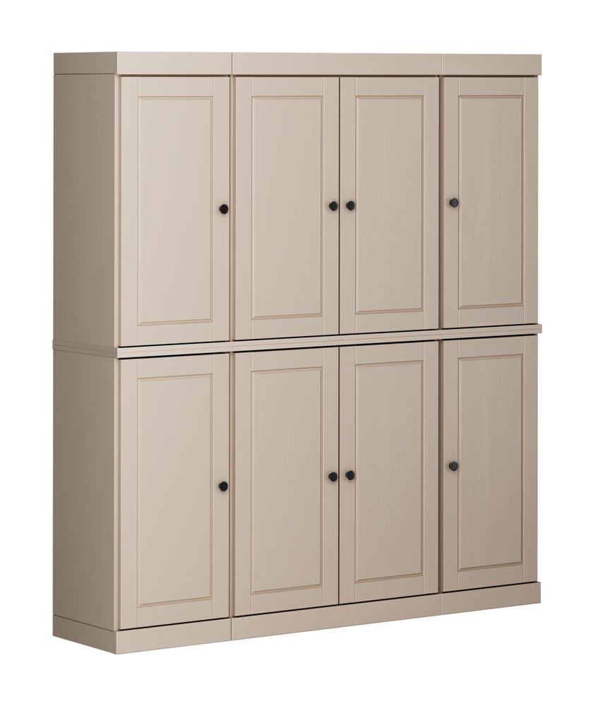 72" Beige Solid Wood 8 Pantry Or Storage Closet
