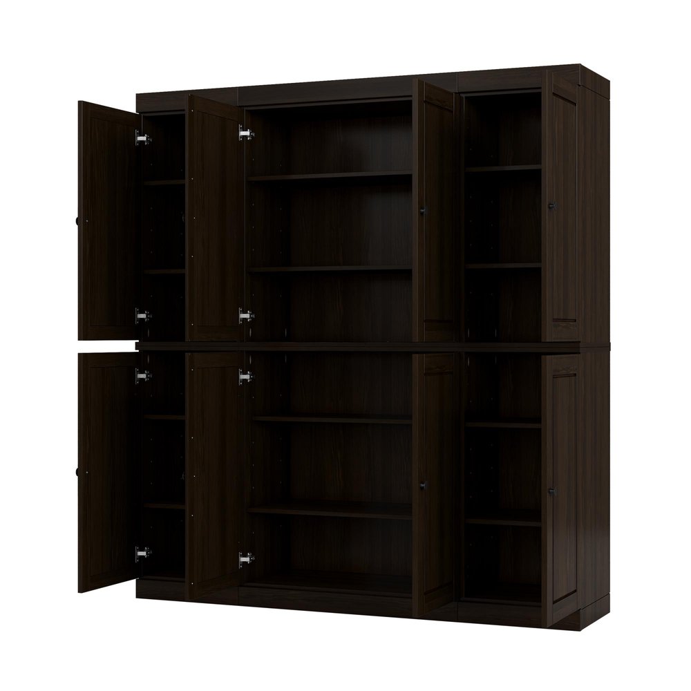 72" Espresso Solid Wood 8 Pantry Or Storage Closet