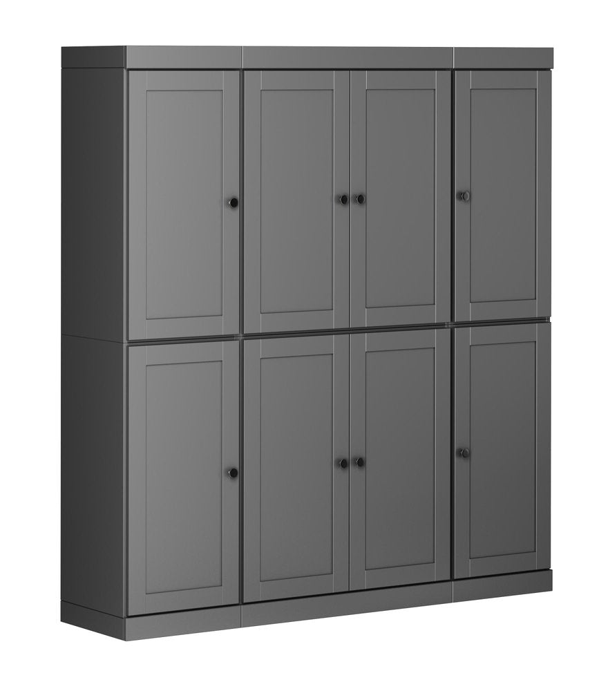 72" Gray Solid Wood 8 Pantry Or Storage Closet