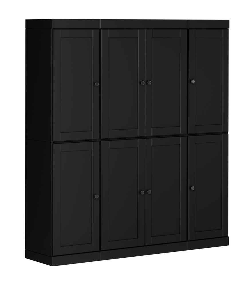 72" Black Solid Wood 8 Pantry Or Storage Closet