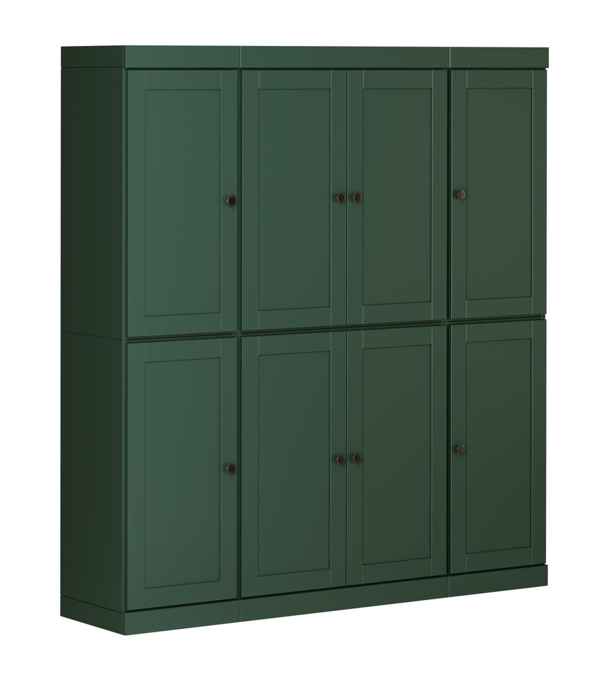 72" Green Solid Wood 8 Pantry Or Storage Closet
