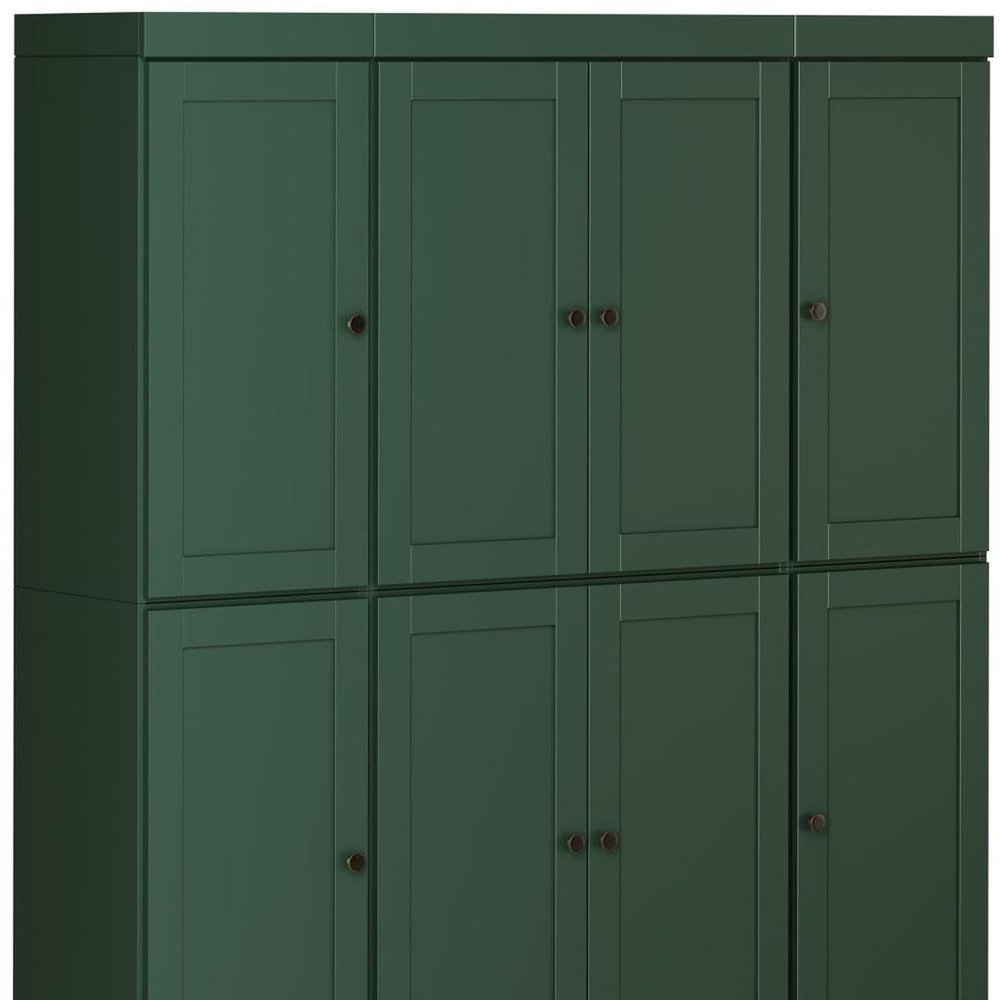 72" Green Solid Wood 8 Pantry Or Storage Closet