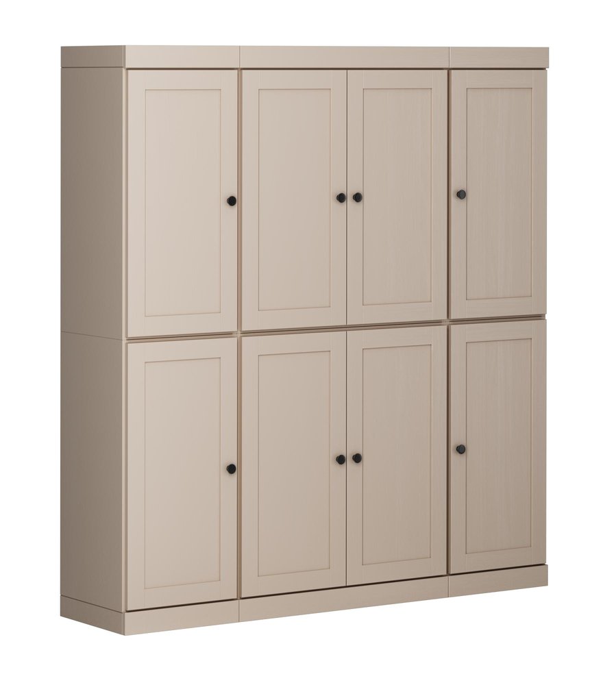 72" Beige Solid Wood 8 Pantry Or Storage Closet