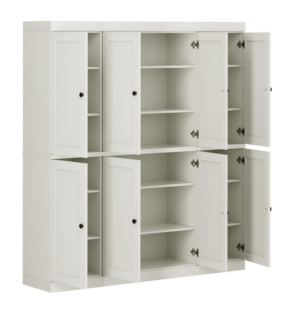 72" Off White Solid Wood 8 Pantry Or Storage Closet