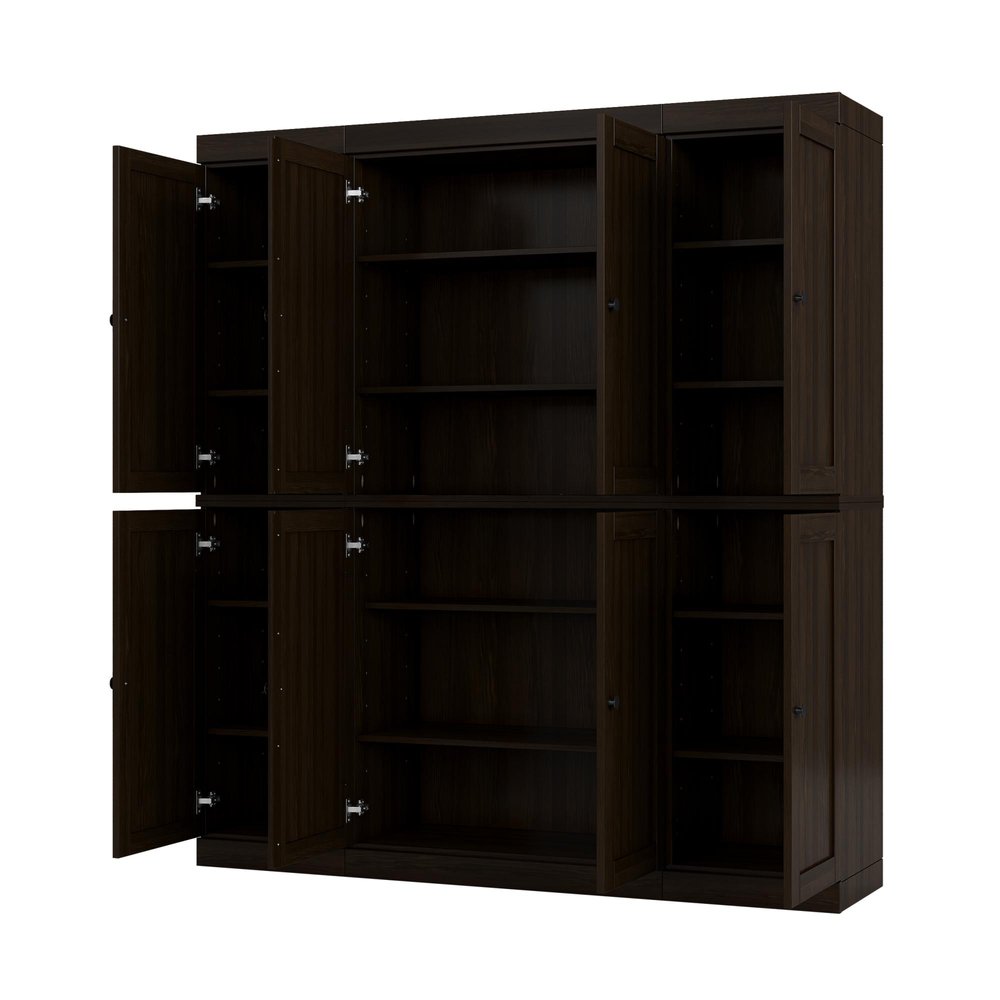 72" Espresso Solid Wood 8 Pantry Or Storage Closet
