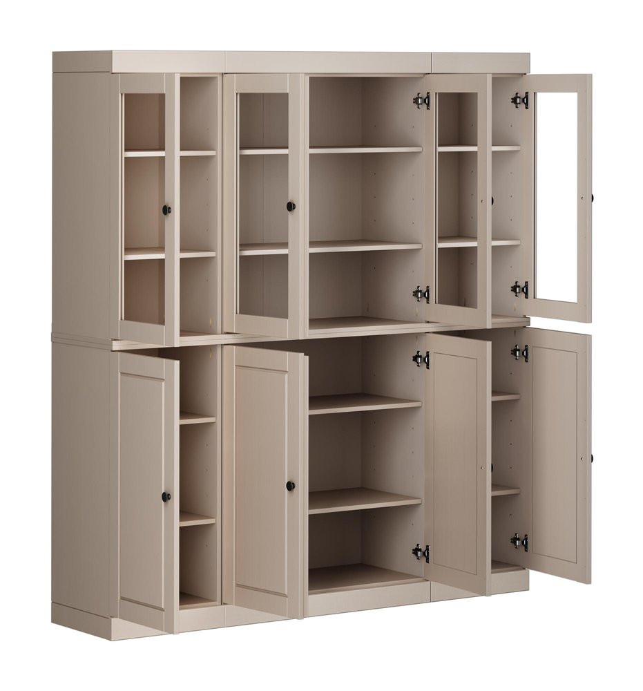72" Beige Solid Wood 8 Pantry Or Storage Closet