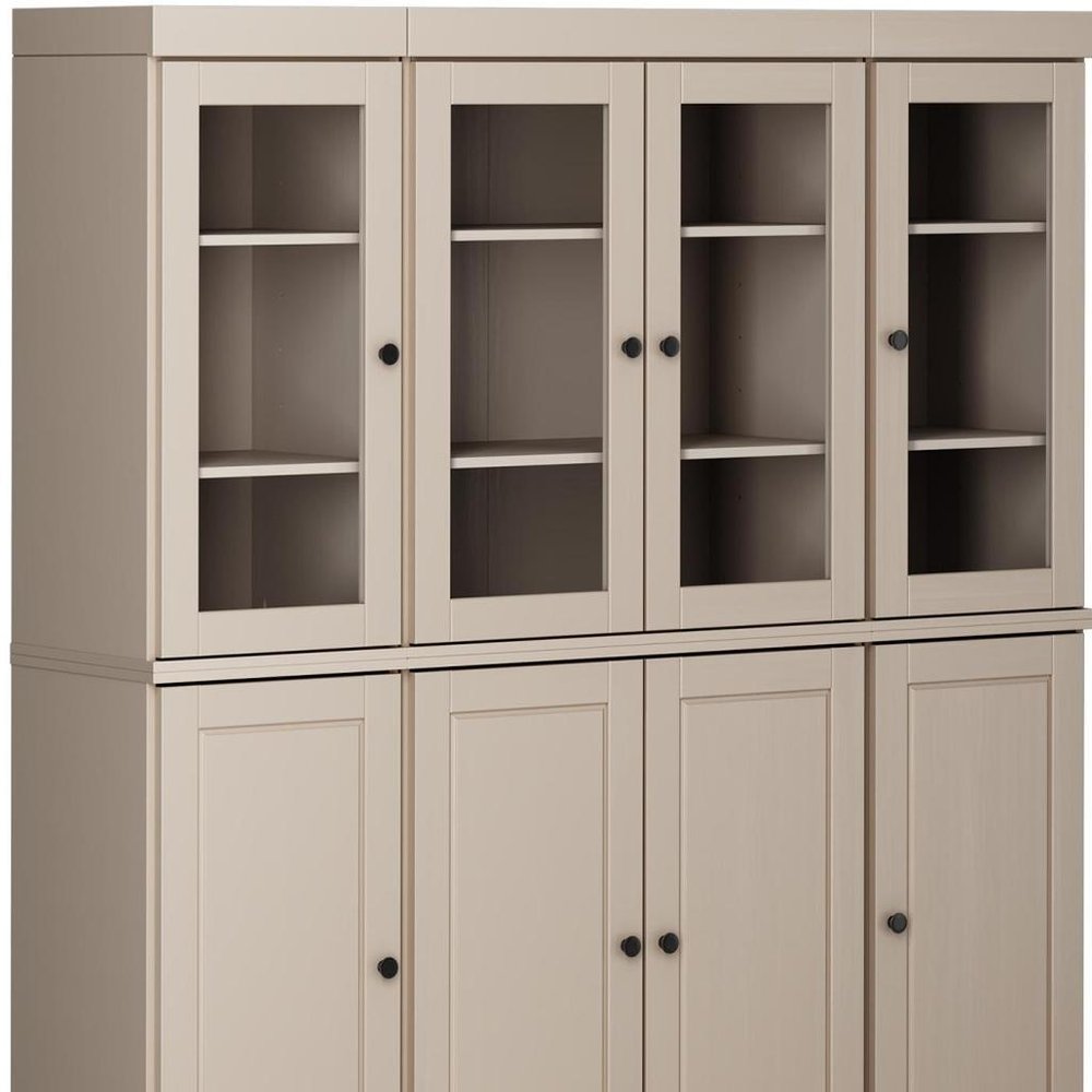 72" Beige Solid Wood 8 Pantry Or Storage Closet