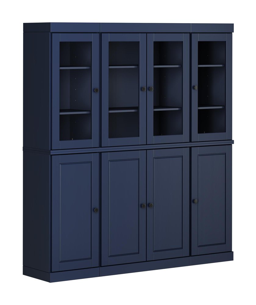72" Navy Blue Solid Wood 8 Pantry Or Storage Closet