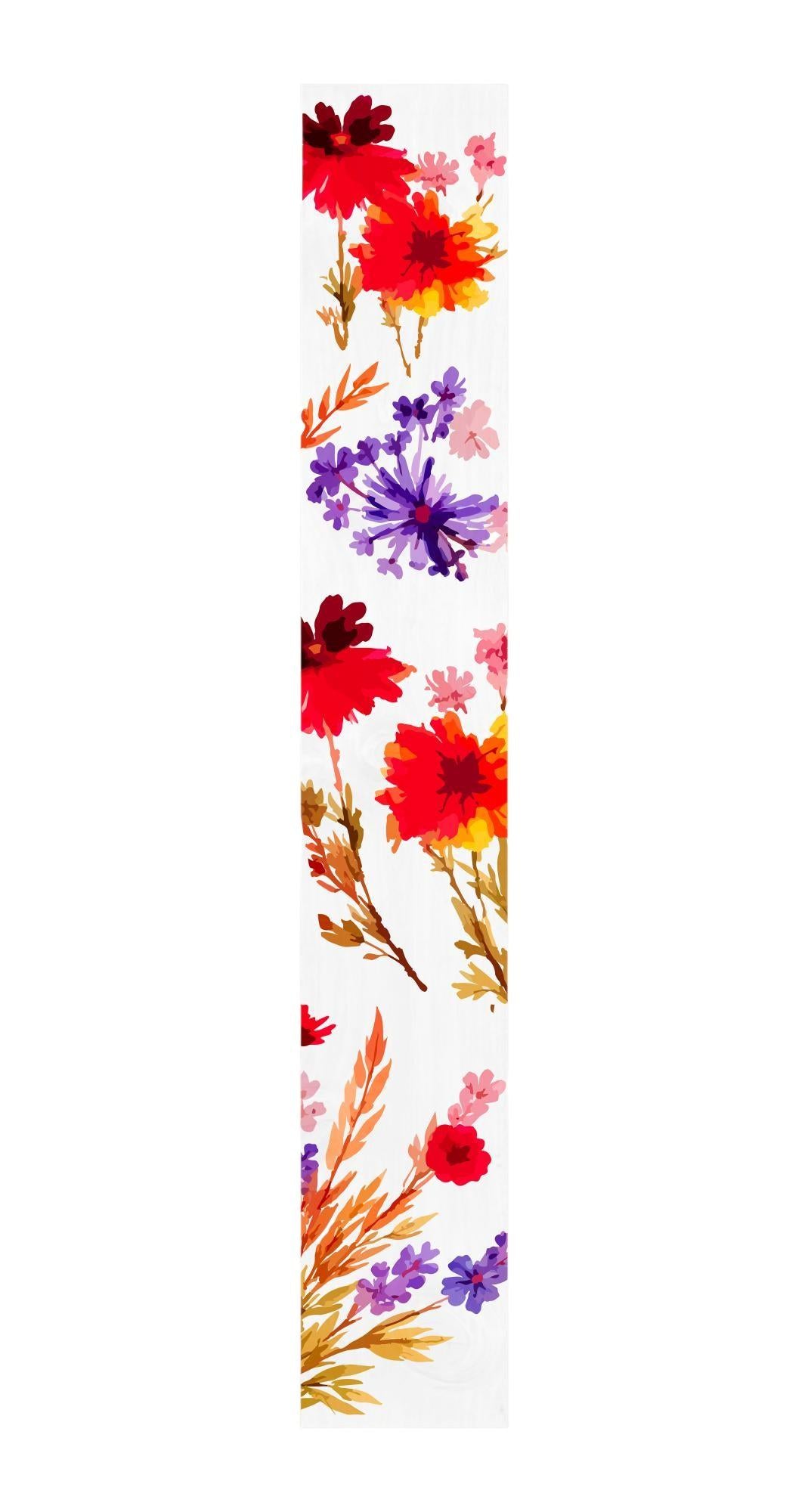59" White Red And Purple Solid Wood Floral Bouquet Porch Sign