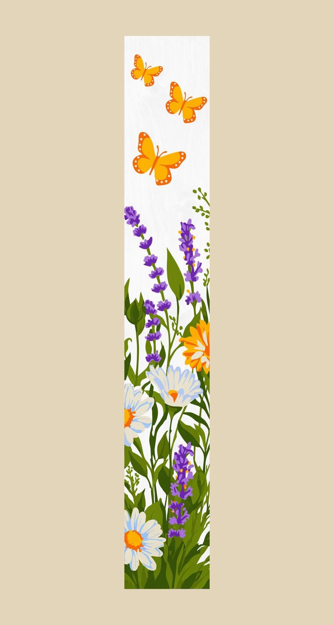 59" White Green And Yellow Solid Wood Daisies Porch Sign