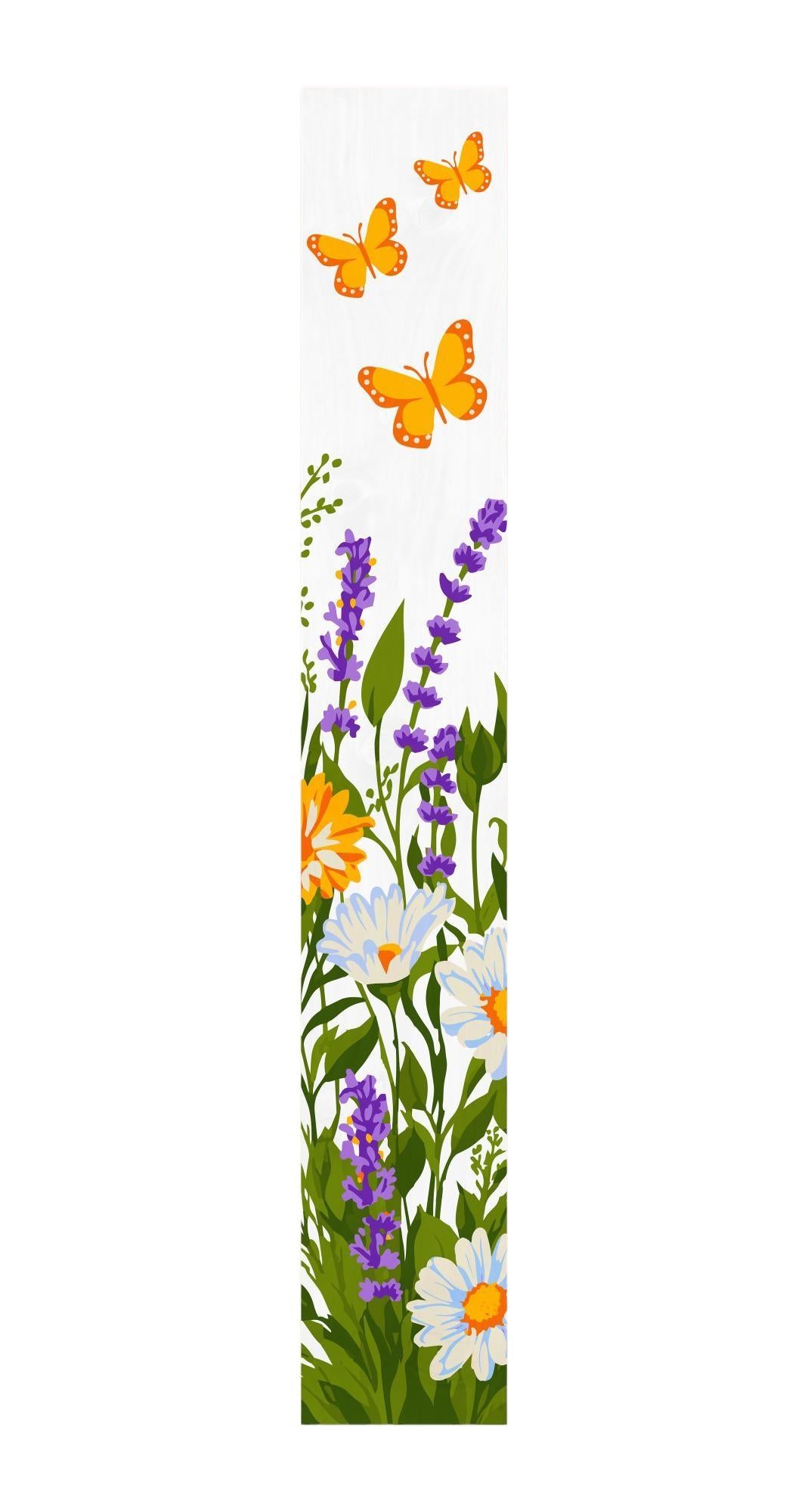 59" White Green And Yellow Solid Wood Daisies Porch Sign