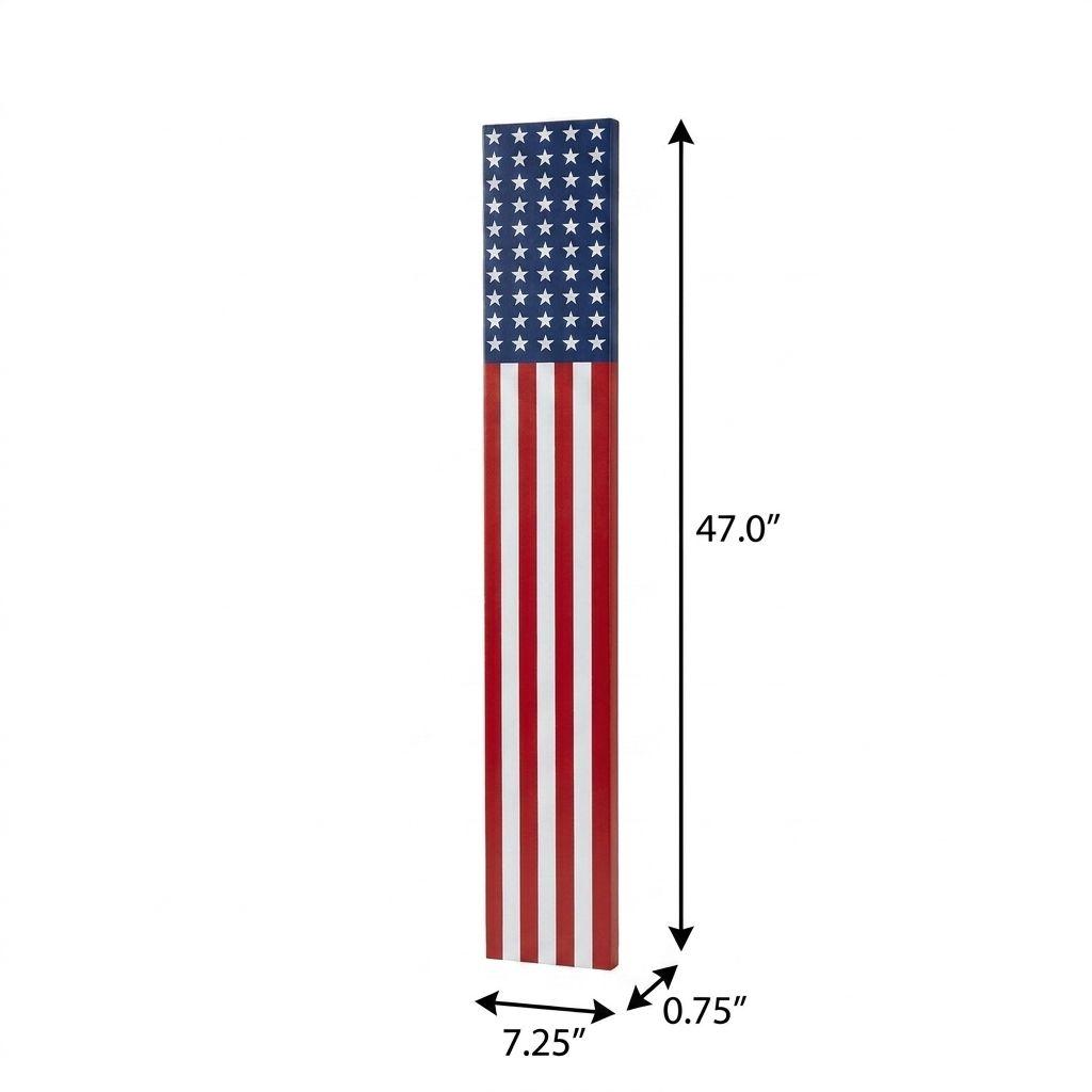 47" Red White And Blue Stars And Stripes Solid Wood Porch Sign