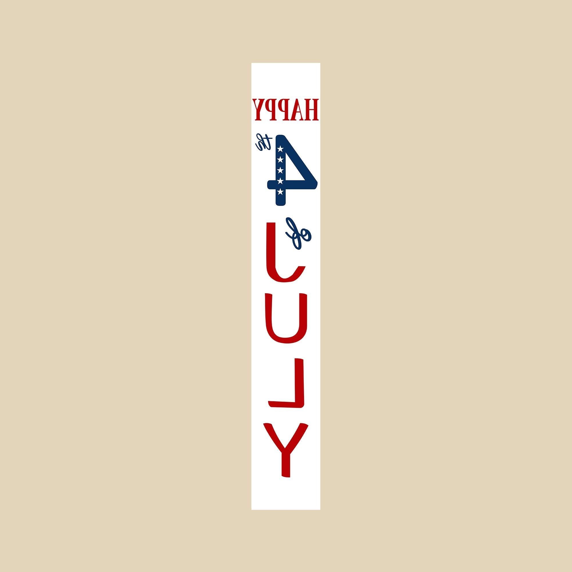47" Red White And Blue Solid Wood Happy July 4th Porch Sign