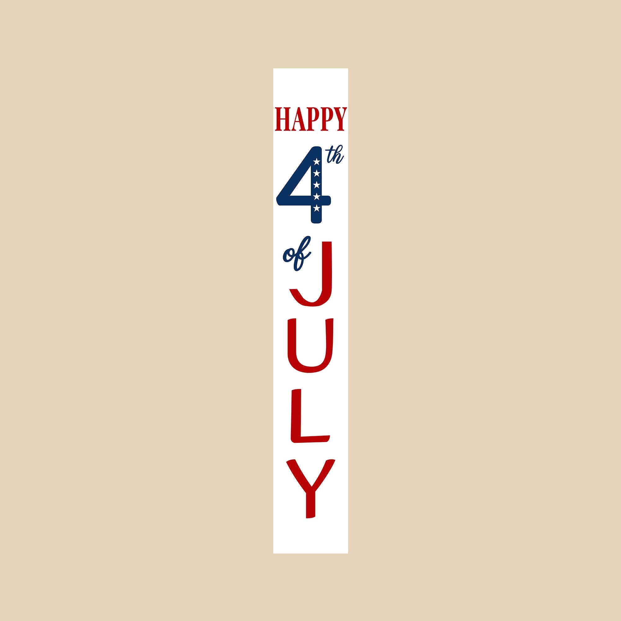 59" Red White And Blue Solid Wood Happy July 4th Porch Sign