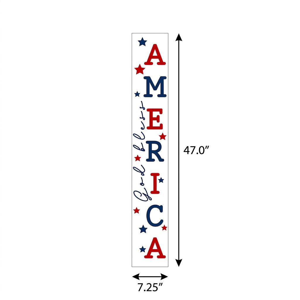 47" Red White And Blue Solid Wood God Bless America Porch Sign