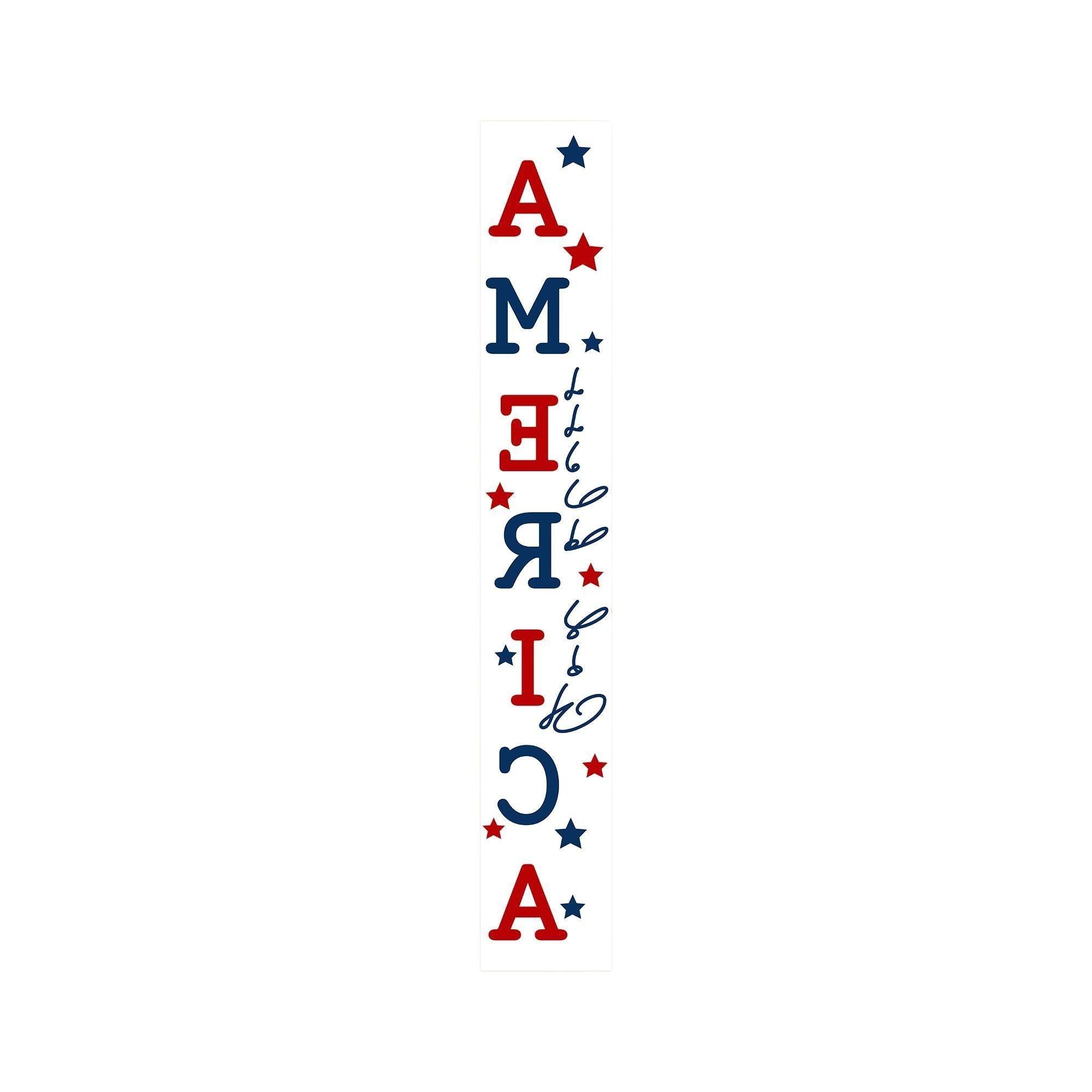 59" Red White And Blue Solid Wood God Bless America Porch Sign