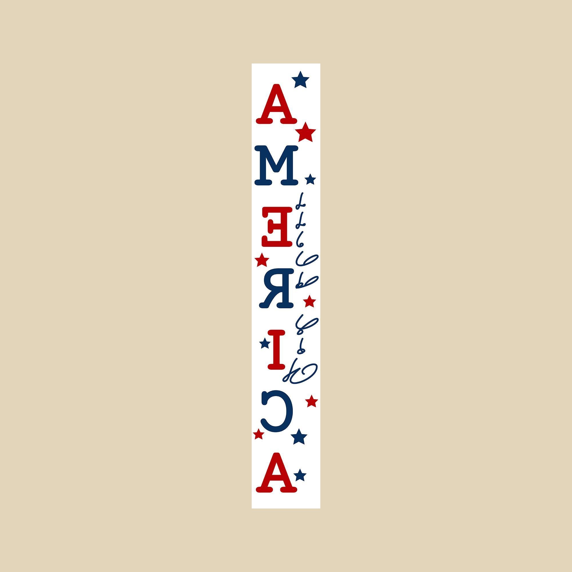 59" Red White And Blue Solid Wood God Bless America Porch Sign