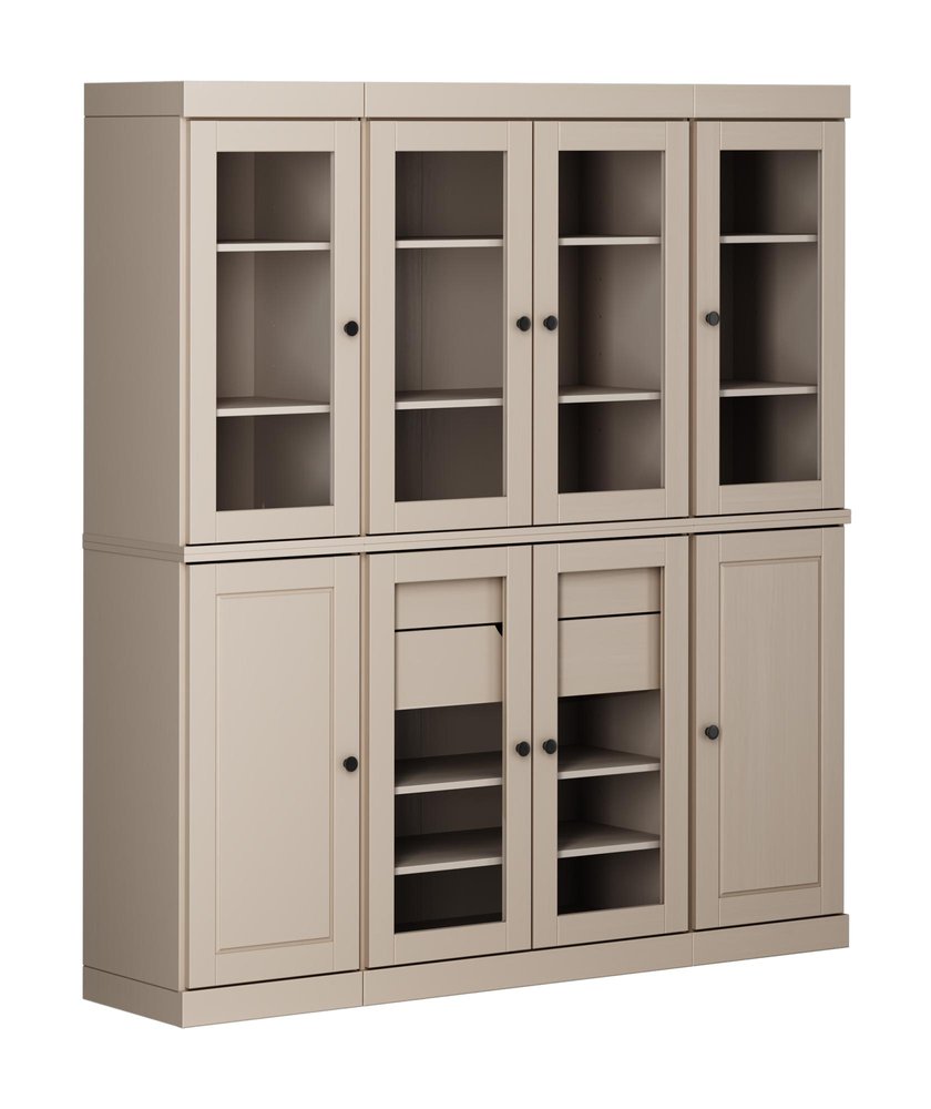 72" Beige Solid Wood 8 Two Drawer Pantry Or Storage Closet