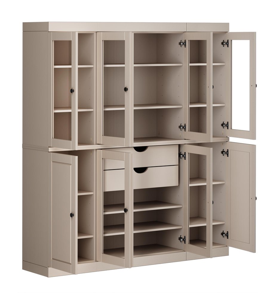 72" Beige Solid Wood 8 Two Drawer Pantry Or Storage Closet