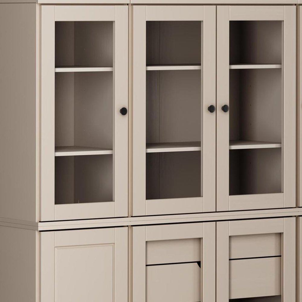 72" Beige Solid Wood 8 Two Drawer Pantry Or Storage Closet