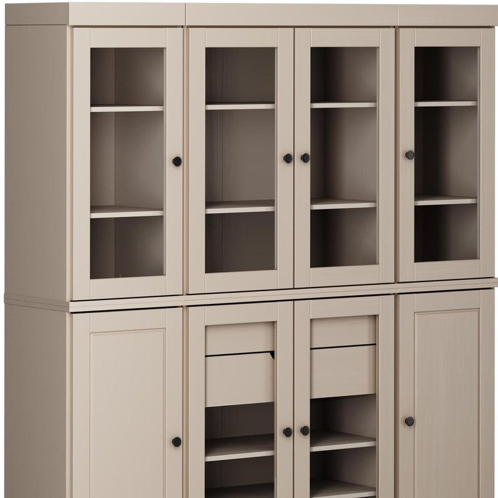 72" Beige Solid Wood 8 Two Drawer Pantry Or Storage Closet