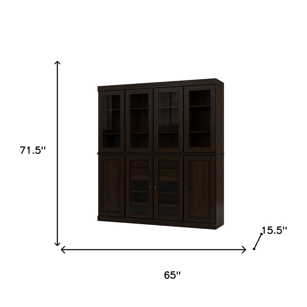 72" Espresso Solid Wood 8 Two Drawer Pantry Or Storage Closet