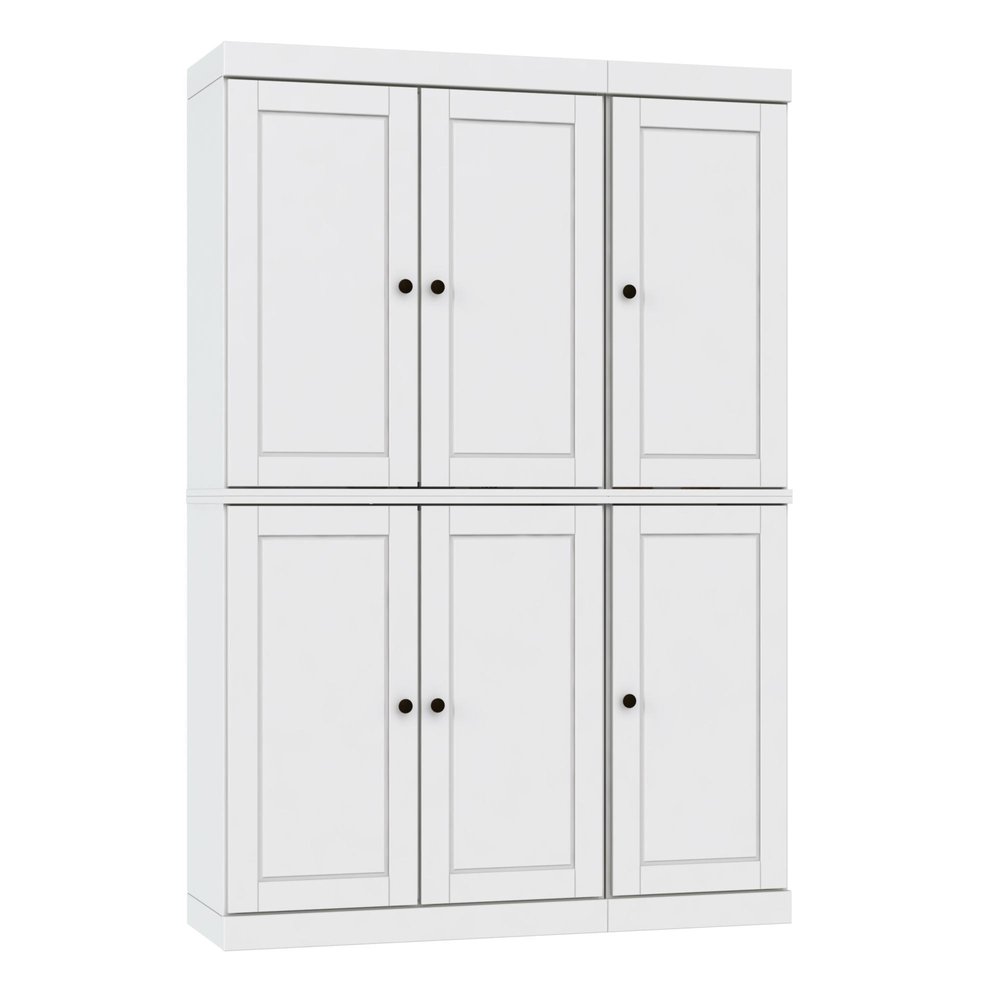 72" White Solid Wood Six Door Two Drawer Pantry Or Storage Closet
