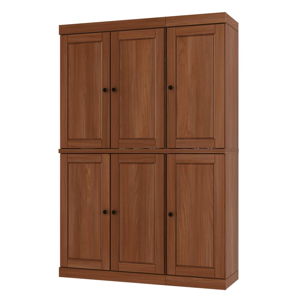 72" Coffee Solid Wood Six Door Two Drawer Pantry Or Storage Closet