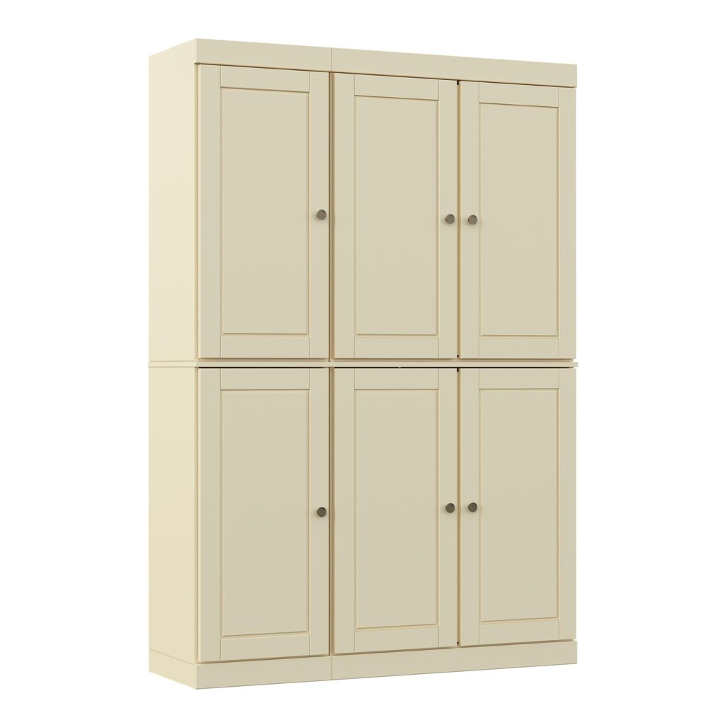 72" Yellow Solid Wood Six Door Two Drawer Pantry Or Storage Closet