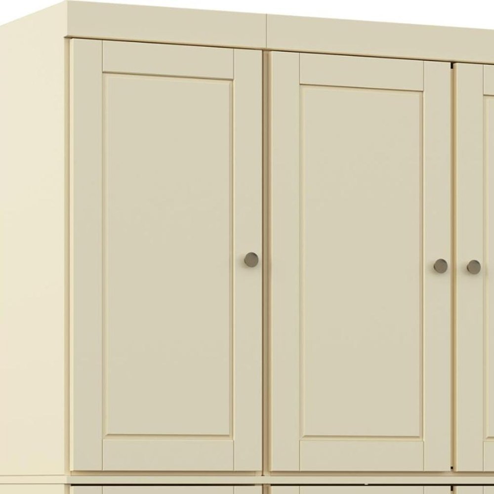 72" Yellow Solid Wood Six Door Two Drawer Pantry Or Storage Closet