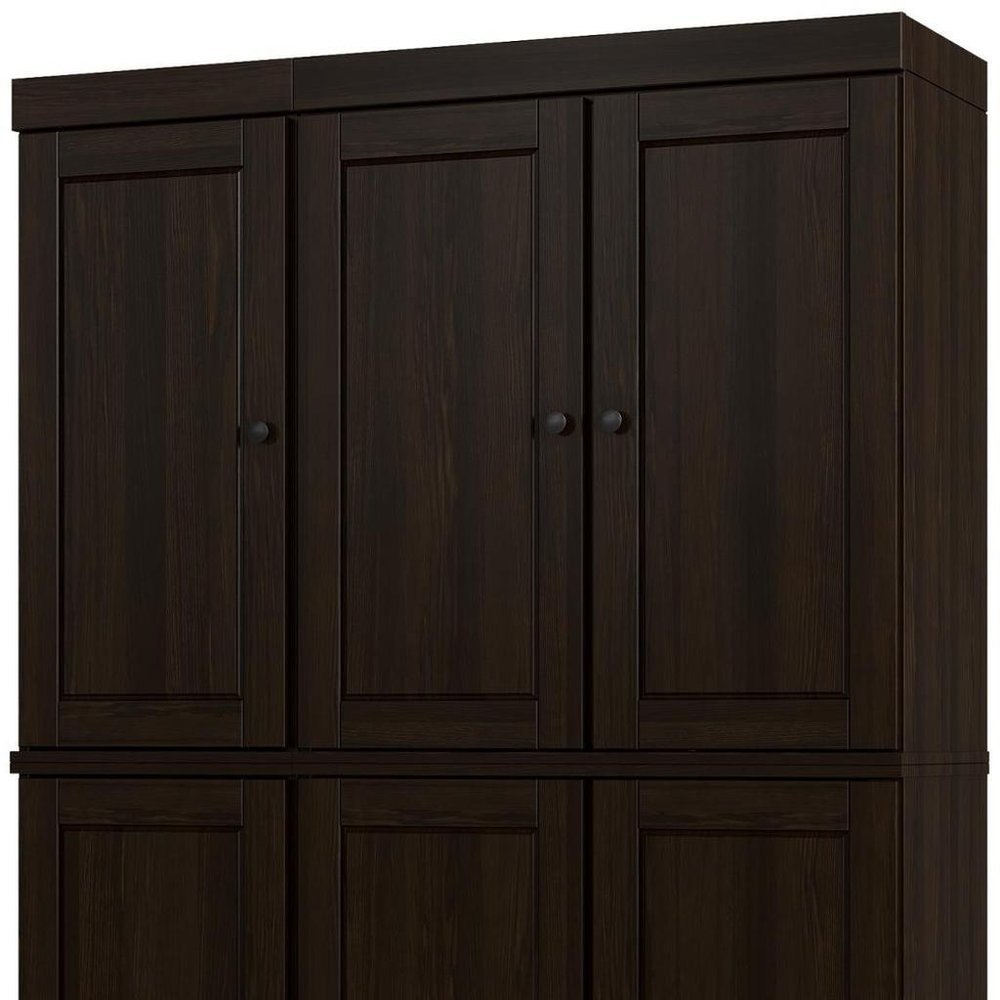 72" Espresso Solid Wood Six Door Two Drawer Pantry Or Storage Closet