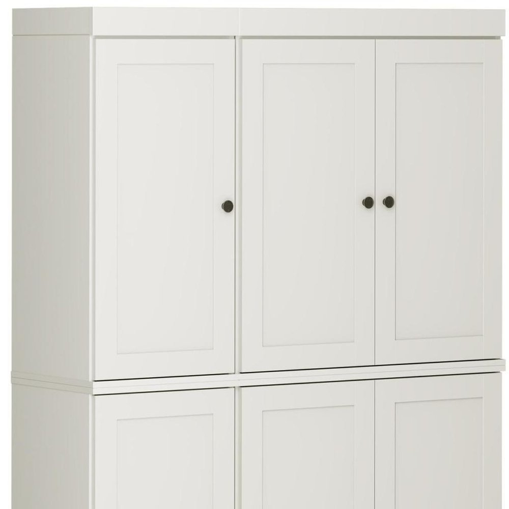72" Off White Solid Wood Six Door Two Drawer Pantry Or Storage Closet