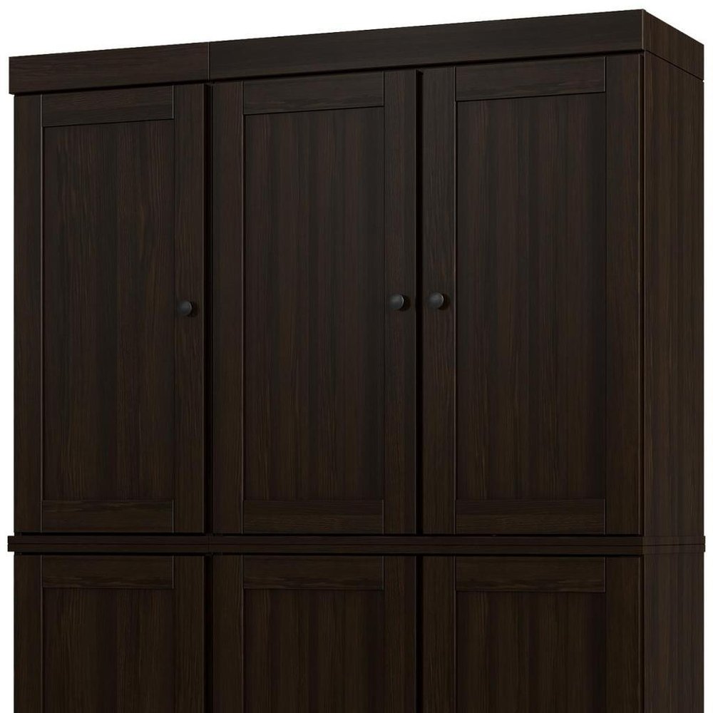 72" Espresso Solid Wood Six Door Two Drawer Pantry Or Storage Closet