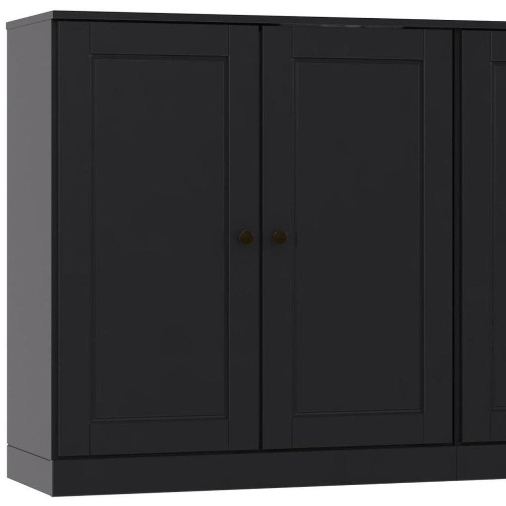 64" Black Solid Wood Sideboard With Two Doors