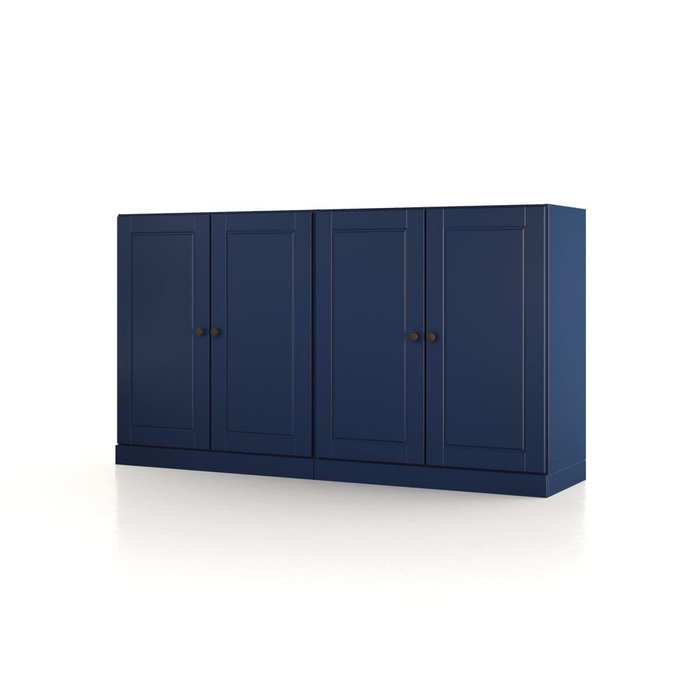 64" Navy Blue Solid Wood Sideboard With Two Doors