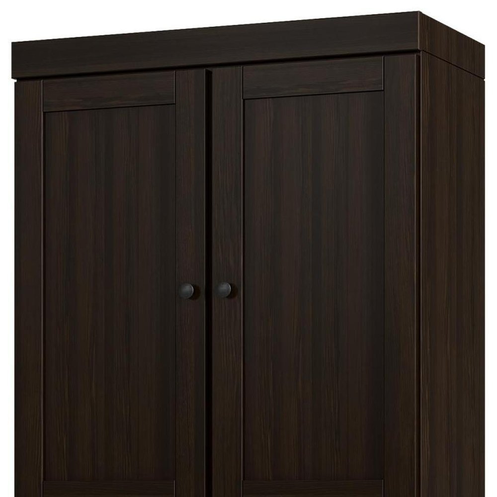 72" Espresso Solid Wood Four Door Pantry Or Storage Closet