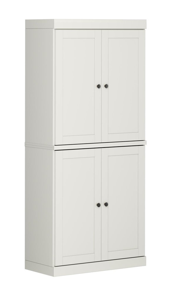 72" Off White Solid Wood Four Door Pantry Or Storage Closet