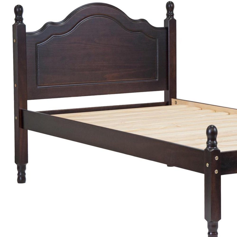 Coffee Solid Wood Twin Bed Frame