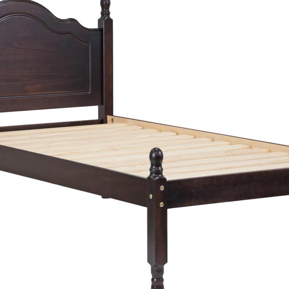 Coffee Solid Wood Twin Bed Frame
