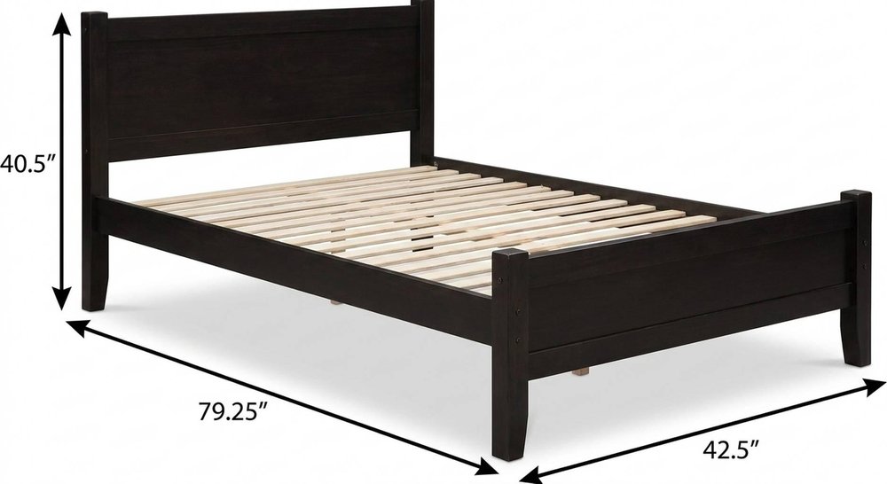 Coffee Solid Wood Twin Bed Frame