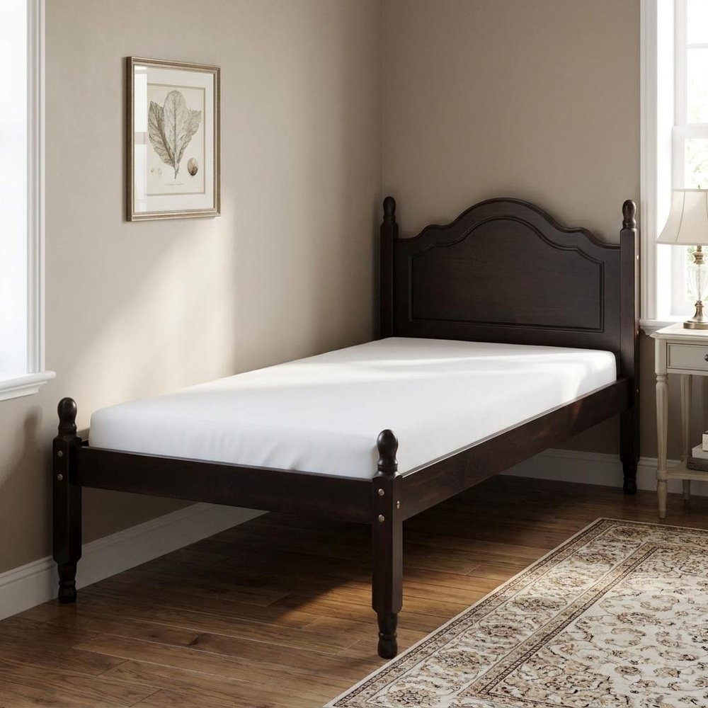 Coffee Solid Wood Twin Bed Frame