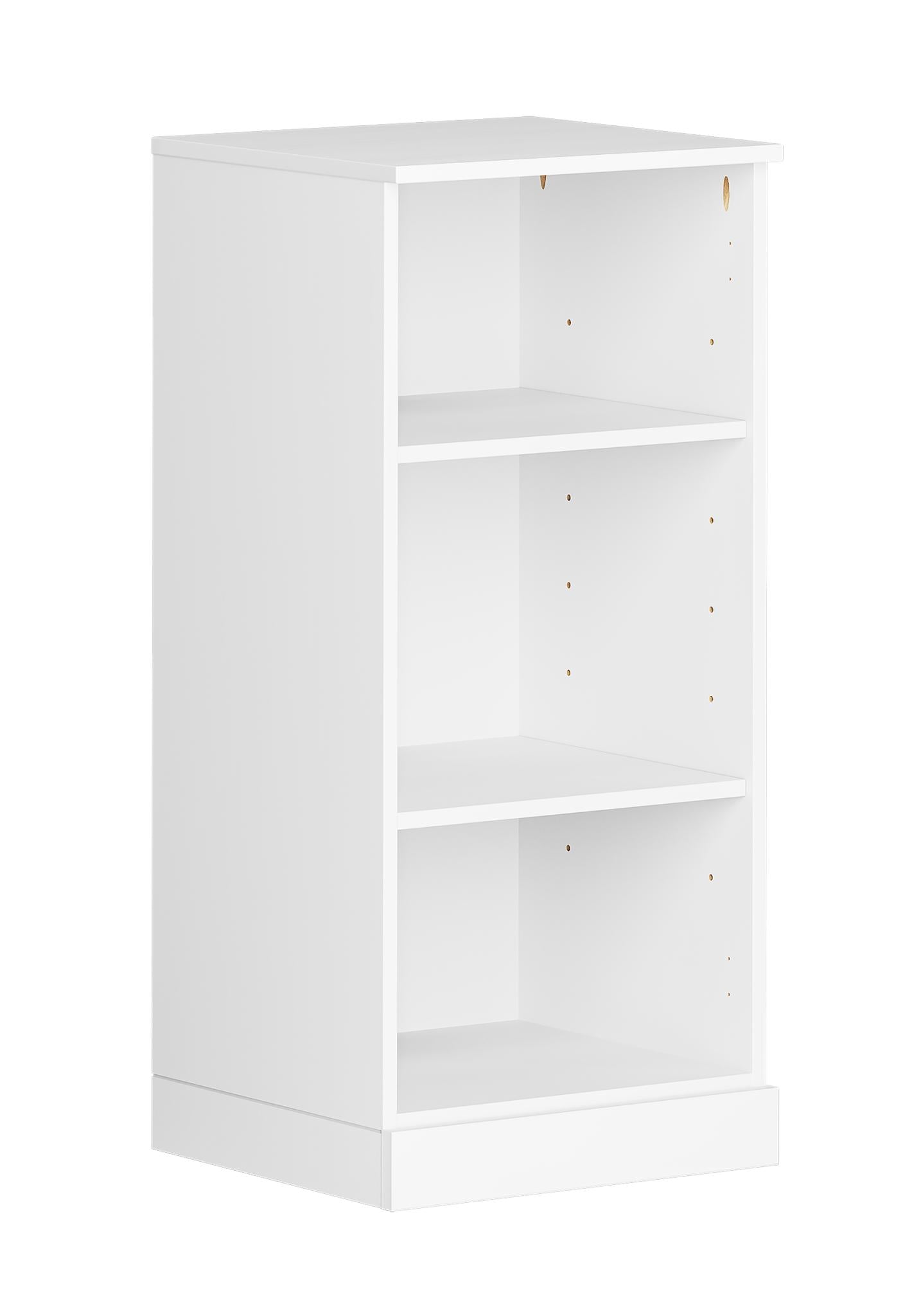 36" White Solid Wood Adjustable Three Tier Library Bookcase
