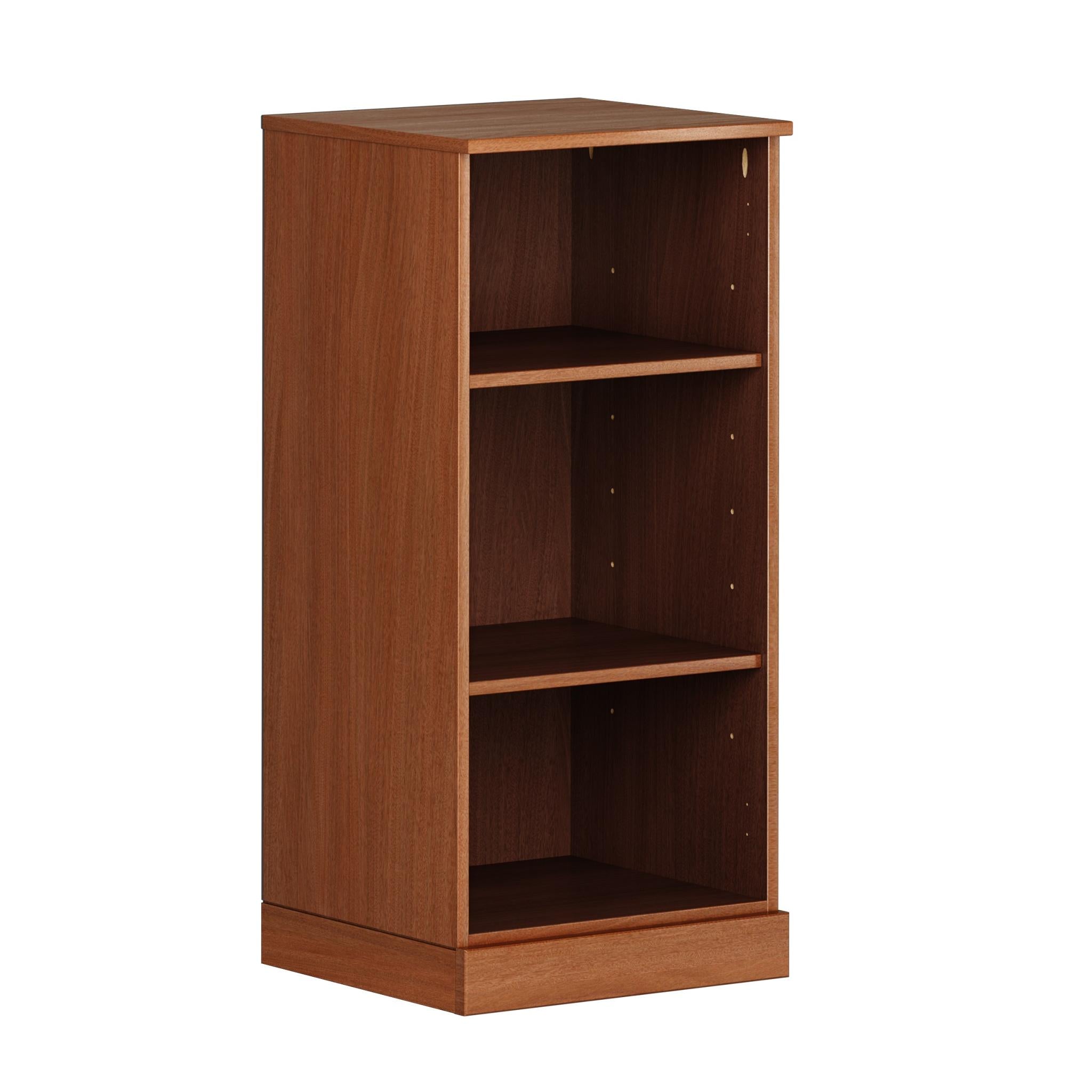 36" Coffee Solid Wood Adjustable Three Tier Library Bookcase