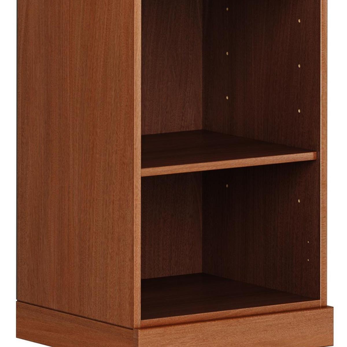 36" Coffee Solid Wood Adjustable Three Tier Library Bookcase